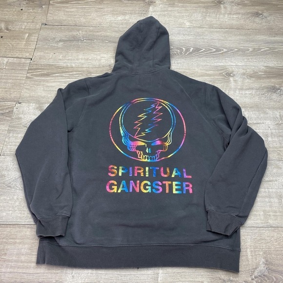 Grateful Dead Spiritual Gangster Hoodie Sweatshirt Mens XL Black Fleece Full Zip